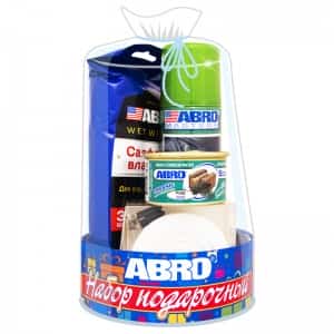 ABRO Подарочный набор универсальный (полироль пластика,вл.салфетки,ароматизатор,микрофибра)