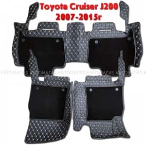 Ковры 5D экокожа Toyota Land Cruisеr 200 2007-2015г черный с бежевой ниткой+ворс комплект АКЦИЯ!