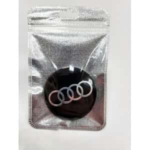 Наклейка на колпаки Audi сферическая изогнутая 5,4см 4шт черная (226755)