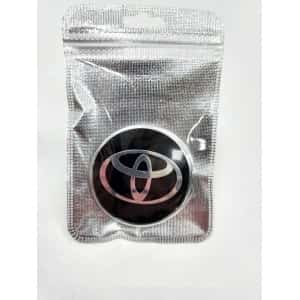 Наклейка на колпаки Toyota сферическая изогнутая 5,5см 4шт черная (114479)