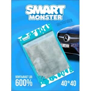 Smart monster микрофибровое полотенце для сушки кузова серый 40*40см 1шт