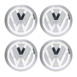 Наклейка на колпаки Volkswagen сферическая изогнутая 5,6см 4шт серебро NZD 040