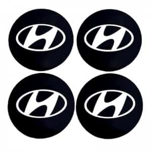 Наклейка на колпаки Hyundai черная сферическая изогнутая 5,6см 4шт NZD 007