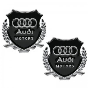 Шильдик Audi Motors черный металл 55*50мм 2шт SHK K200