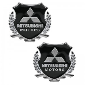 Шильдик Mitsubishi Motors черный металл 55*50мм 2шт SHK K208