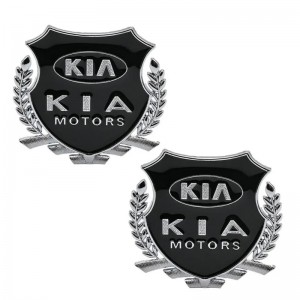 Шильдик Kia Motors черный металл 55*50мм 2шт SHK K203