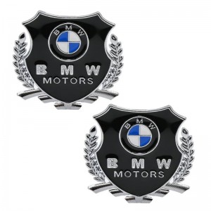 Шильдик BMW Motors черный металл 55*50мм 2шт SHK K214