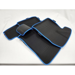 EVA ЭВА 3D коврики в салон Лада Приора ВАЗ 2110 черный синий кант ромб комплект 4шт CITY Press форма
