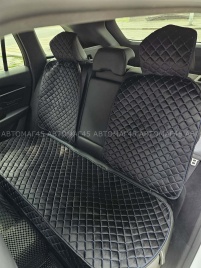 Гелакси  Накидки на сиденье на силиконе велюр задний ряд черные с синей ниткой 3шт 