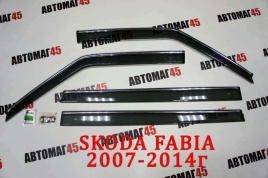 Дефлекторы окон Skoda Fabia Шкода Фабиа 2007-2015г 2 поколение хром молдинг комплект 4шт   