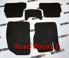 EVA ЭВА  коврики в салон Ford Focus 2 2004-2011г черный рисунок ромб комплект 5шт   