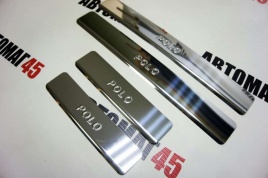 LIDER  Накладки на пороги  Volskwagen Polo Фольцваген Поло 2010г-2020г седан 4 шт нержавейка   