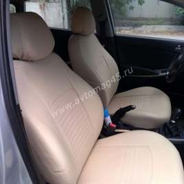 Авточехлы  Kia Rio Киа Рио 2011-2017г Hyundai Solaris 2011-2017г экокожа бежевый Седан   