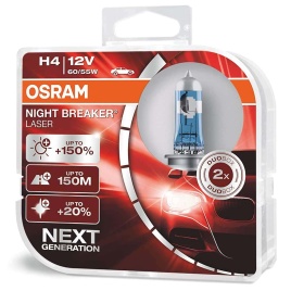 Osram  лампа H4 Night Breaker Laser +150% 12V 55W 2шт   