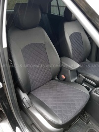 Авточехлы  Hyundai Creta 1 Хендай Крета 1 2015-2021г экокожа алькант черная серая нить ромб г.Ростов
