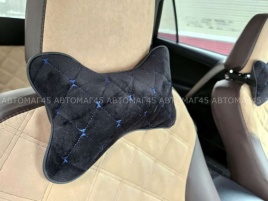 Maximal Подушка косточка под шею велюр черная с синей ниткой 26х19см 1шт   