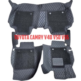 Ковры  5D экокожа Toyota Camry V50/V55 2011-2018г черный с красной ниткой+ворс комплект Like АКЦИЯ!