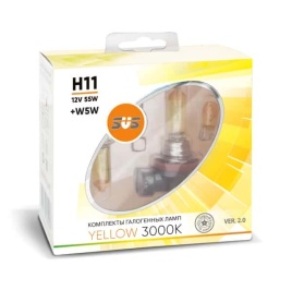 SVS  лампа H11 Yellow 12V 55W 3000K 2шт   