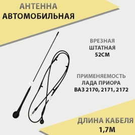 ИТЭЛМА  Антенна наружная врезная штатная 2170 52см   