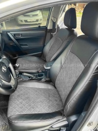 Авточехлы  Toyota Corolla Тойота Королла 2013-2019г кузов 160 180 экокожа алькантара серая нить ромб