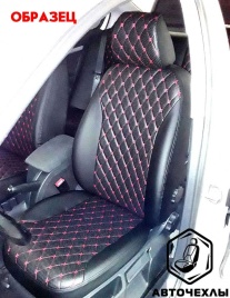 Авточехлы  Renault Scenic II 5 мест простая комплектация 2003-2009г экокожа черная ромб бабочка  