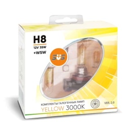 SVS  лампа H8 Yellow 12V 55W 3000K 2шт   