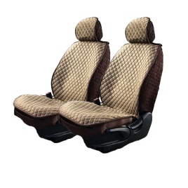 Чехлы  накидки на сиденье вельвет бежевый/коричневый передние 2шт   