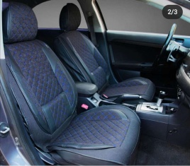 Чехлы  накидки на сиденье вельвет форма 2Д черно-синий комплект 5шт   