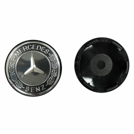 Колпачок ступицы Mercedes 62/56 КИК(Рапид) черный со стикером (214120)