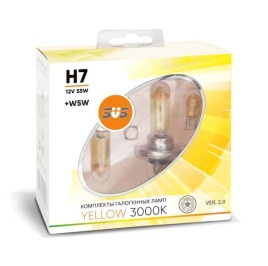 SVS  лампа H7 Yellow 12V 55W 3000K 2шт   