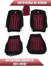 Авточехлы  Mitsubishi Lancer 10 Мицубиси Лансер 10 2011-2016г жаккард флок красный 