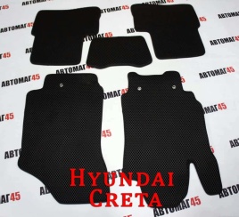 EVA ЭВА  коврики в салон Hyundai Creta 1 2015-2021г черные рисунок ромб комплект 5шт   