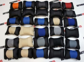 Подушка  под шею экокожа и ткань   