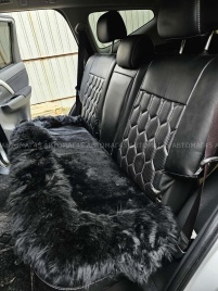 Накидка  комбинированная на заднее сидение черный овчина 135x45см 1шт   