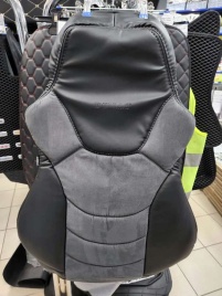 Динас  чехлы универсальные экокожа черная замша темно-серая комплект   