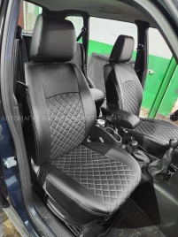 Авточехлы  Нива Шевроле Niva 2014-2020г Нива Travel с 2020г экокожа черная с серой ниткой ромб