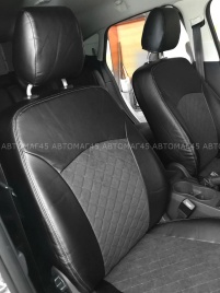 Авточехлы  Ford Focus 3 Форд Фокус 3 Trend экокожа алькантара черная серая нить ромб  