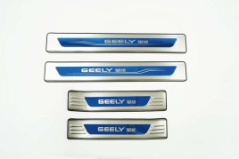 Накладки на внутр пороги Geely Tugella 2019-2024г широкие алюминий 4шт