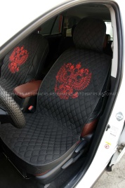 Чехлы  накидки на сиденье серия G лен черный красная нитка комплект 5 шт   