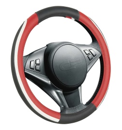 Car Fashion Step  оплетка руля экокожа черно-бело-красная размер M   