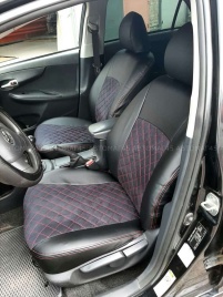 Авточехлы  Toyota Corolla Тойота Королла 2007-2013г кузов 150 экокожа алькант черная крас.нить ромб