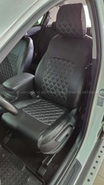 Авточехлы  Kia Sportage Киа Спортаж 2016-10.2022г 4 пок экокожа черная серая нить ромб   