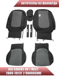 Авточехлы  Kia Carens UN Киа Каренс UN 7 мест 2006-2012г 2 поколение жаккард черно-белые СоюзАвто
