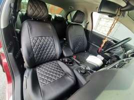 Авточехлы  Volkswagen Jetta Джетта 2010-2019г 6 поколение экокожа черно-серая ромб   