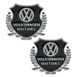 Шильдик Volkswagen Motors черный металл 55*50мм 2шт SHK K210