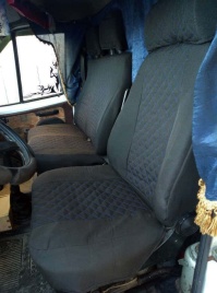 Авточехлы  Газель трехместная жаккард черный с синей ниткой ромб без поролона Барс  