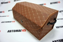 C2R Органайзер  багажника кофр экокожа коричневый с бежевой ниткой 50 x 30 x 30см MAXIMAL Middle   