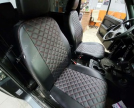 Авточехлы  Нива 4x4 урбан бронто легенд 2019-2025г экокожа черная с красной ниткой ромб Барс  