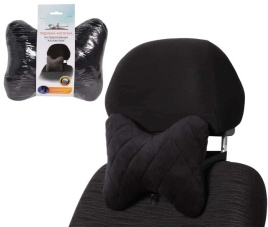 Airline Подушка косточка под шею алькантара черная 1шт   