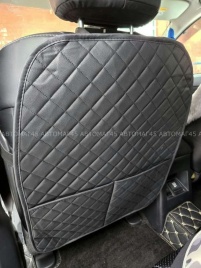 Maximal Защита  заднего сиденья с карманом экокожа черная c черной ниткой ромб соты 62х49см   
